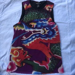 Vivienne Tam Chinese dragon print stretch tank top